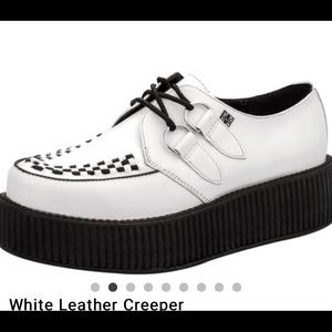 T.U.K White Leather Creepers